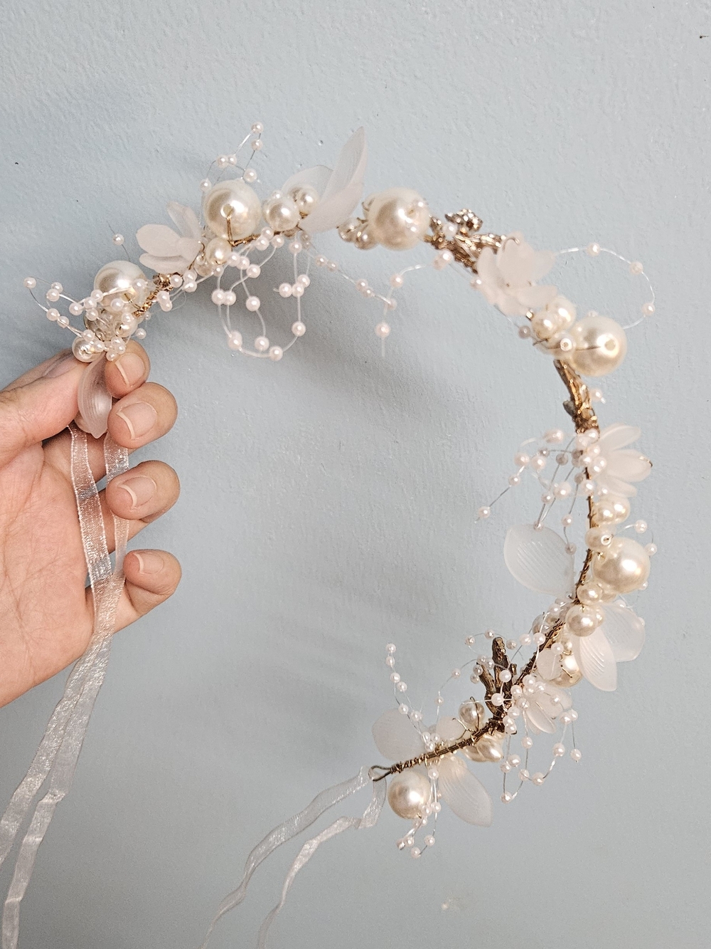 Headband Bundle_ Pearl & Crystal Embellished Burgundy Headband with Ivory Bow